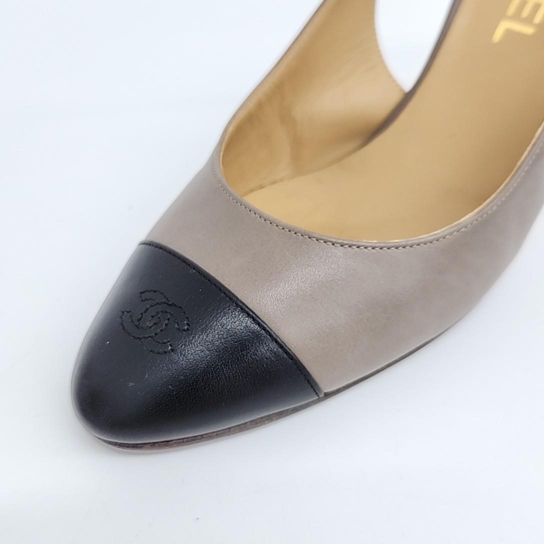 Chanel Slingback – Calfskin Leather – Brown and Black