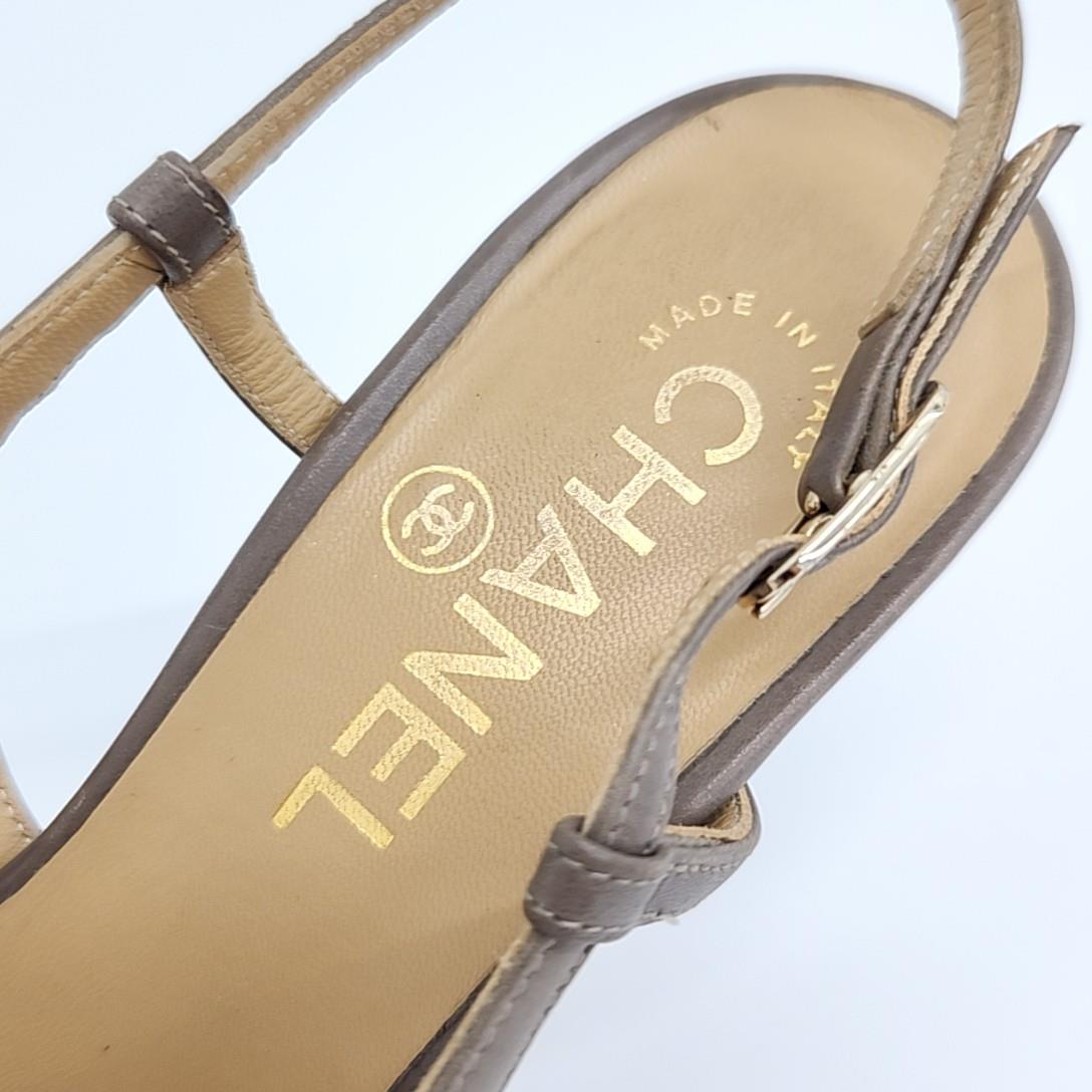 Chanel Slingback – Calfskin Leather – Brown and Black
