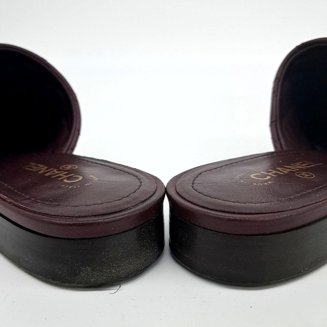 Chanel Mule – Leather – Burgundy