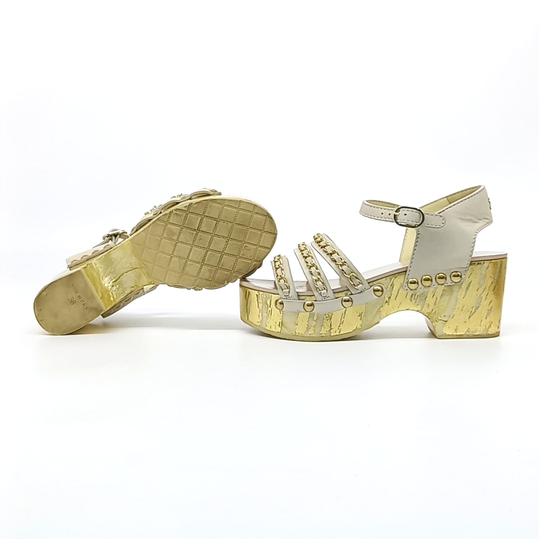Chanel Chain Sandals – Calfskin Leather – Grey