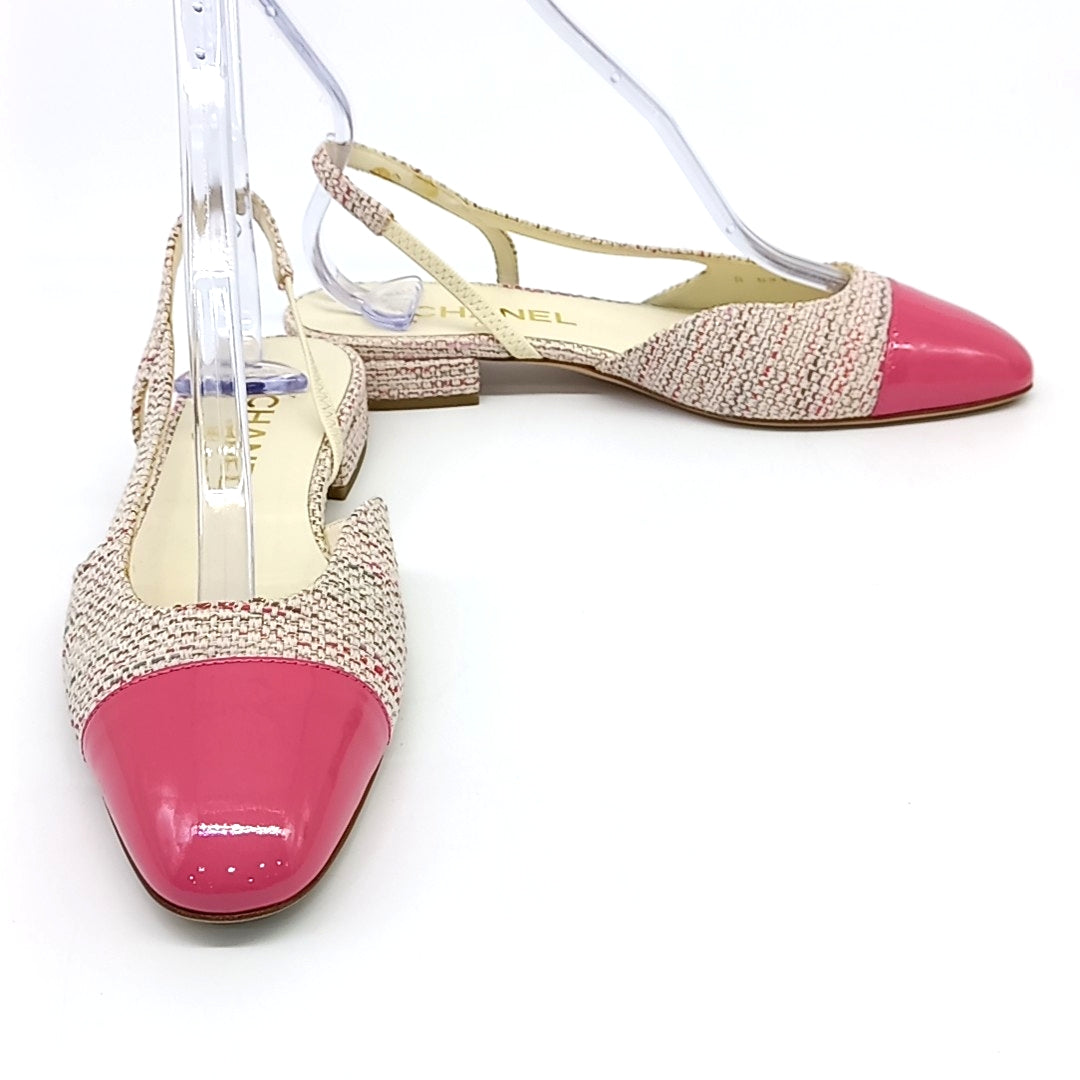 Chanel Slingback – Tweed – Pink