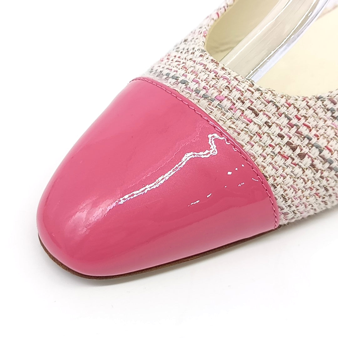 Chanel Slingback – Tweed – Pink