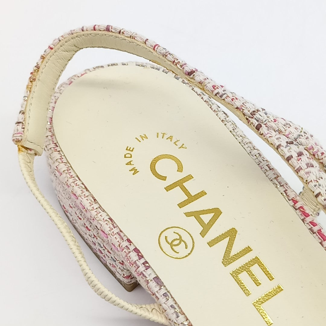 Chanel Slingback – Tweed – Pink