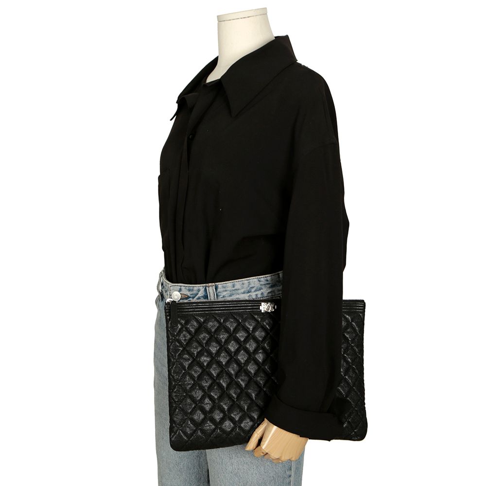 Chanel Boy – Caviar Leather – Black – Silver Hardware