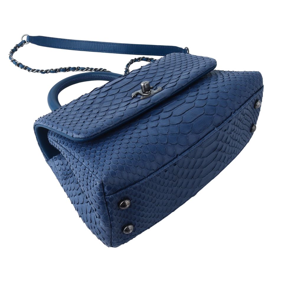 Chanel Coco Handle – Python Leather – Blue – Gold Hardware