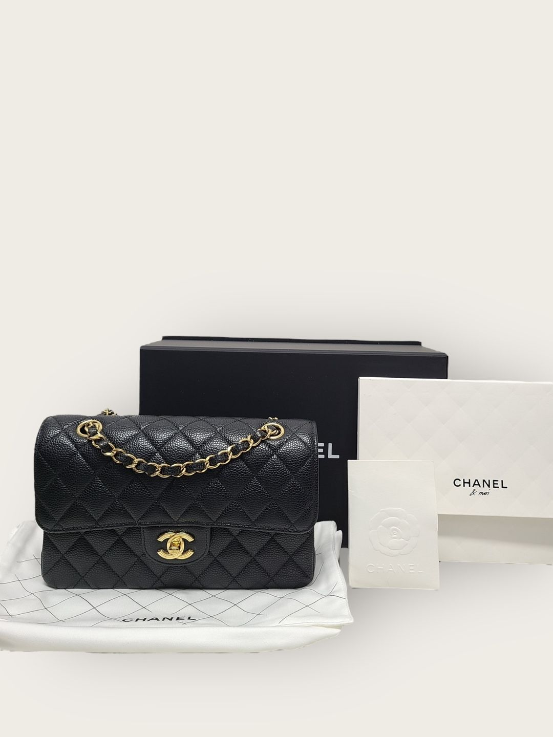 Chanel Classic Flap – Caviar Leather – Black – Gold Hardware