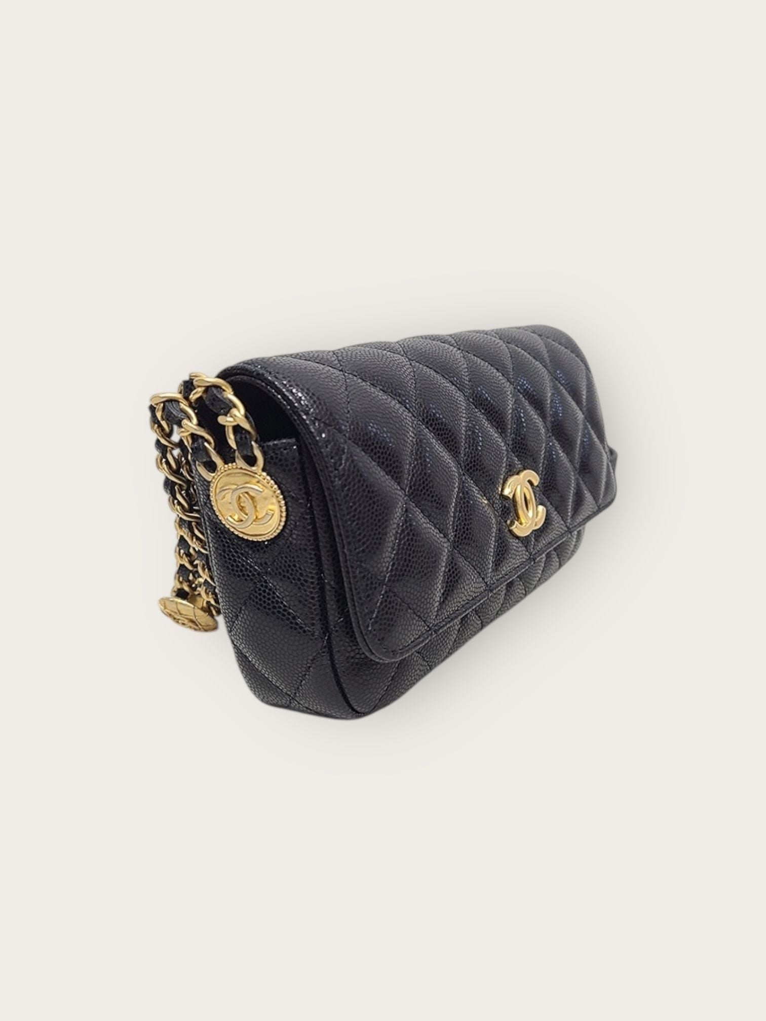 Chanel Shoulder Bag – Caviar Leather – Black – Gold Hardware