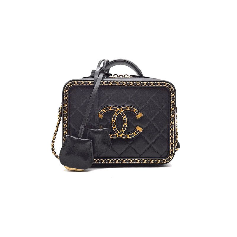 Chanel Cosmetic Around Chain Crossbody Bag – Caviar Leather – Black – Gold Hardware