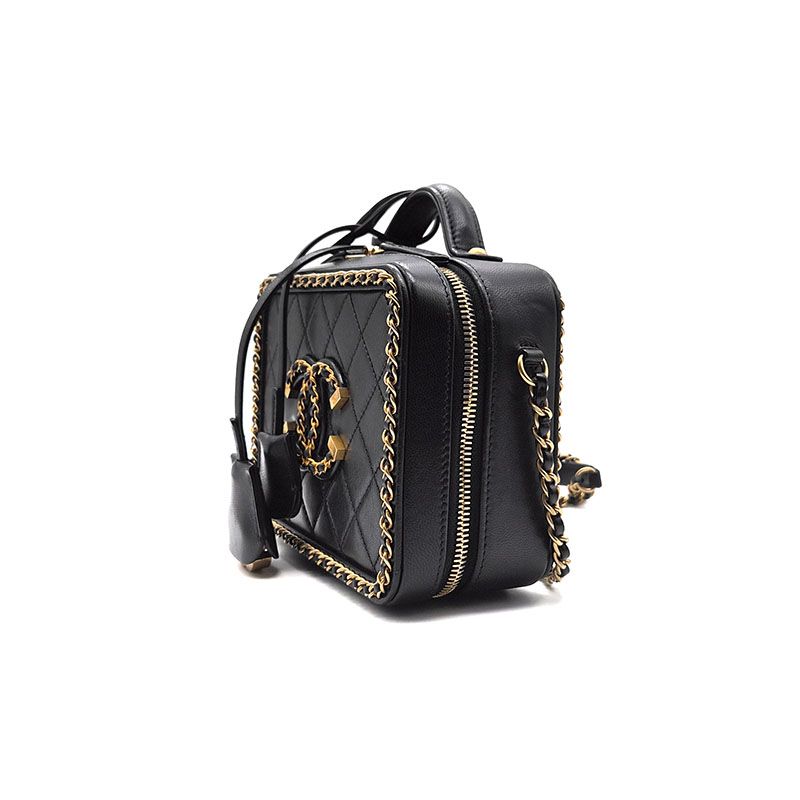 Chanel Cosmetic Around Chain Crossbody Bag – Caviar Leather – Black – Gold Hardware
