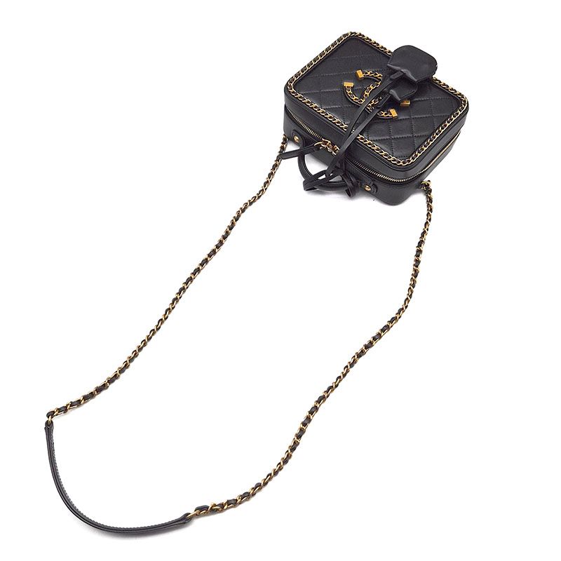 Chanel Cosmetic Around Chain Crossbody Bag – Caviar Leather – Black – Gold Hardware