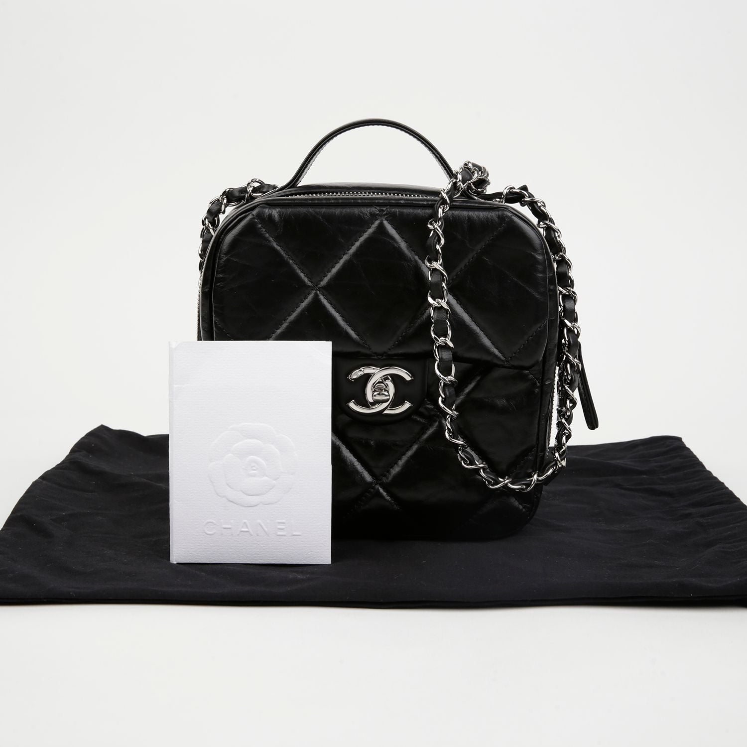 Chanel Camera Bag – Calfskin Leather – Black – Silver Hardware