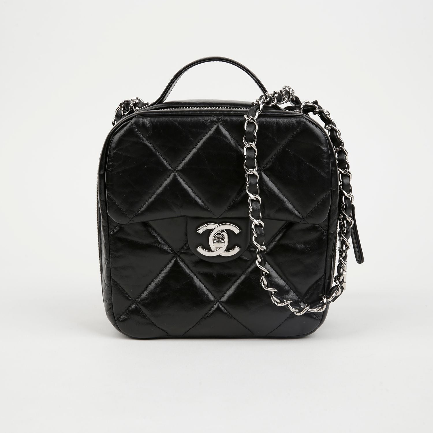 Chanel Camera Bag – Calfskin Leather – Black – Silver Hardware