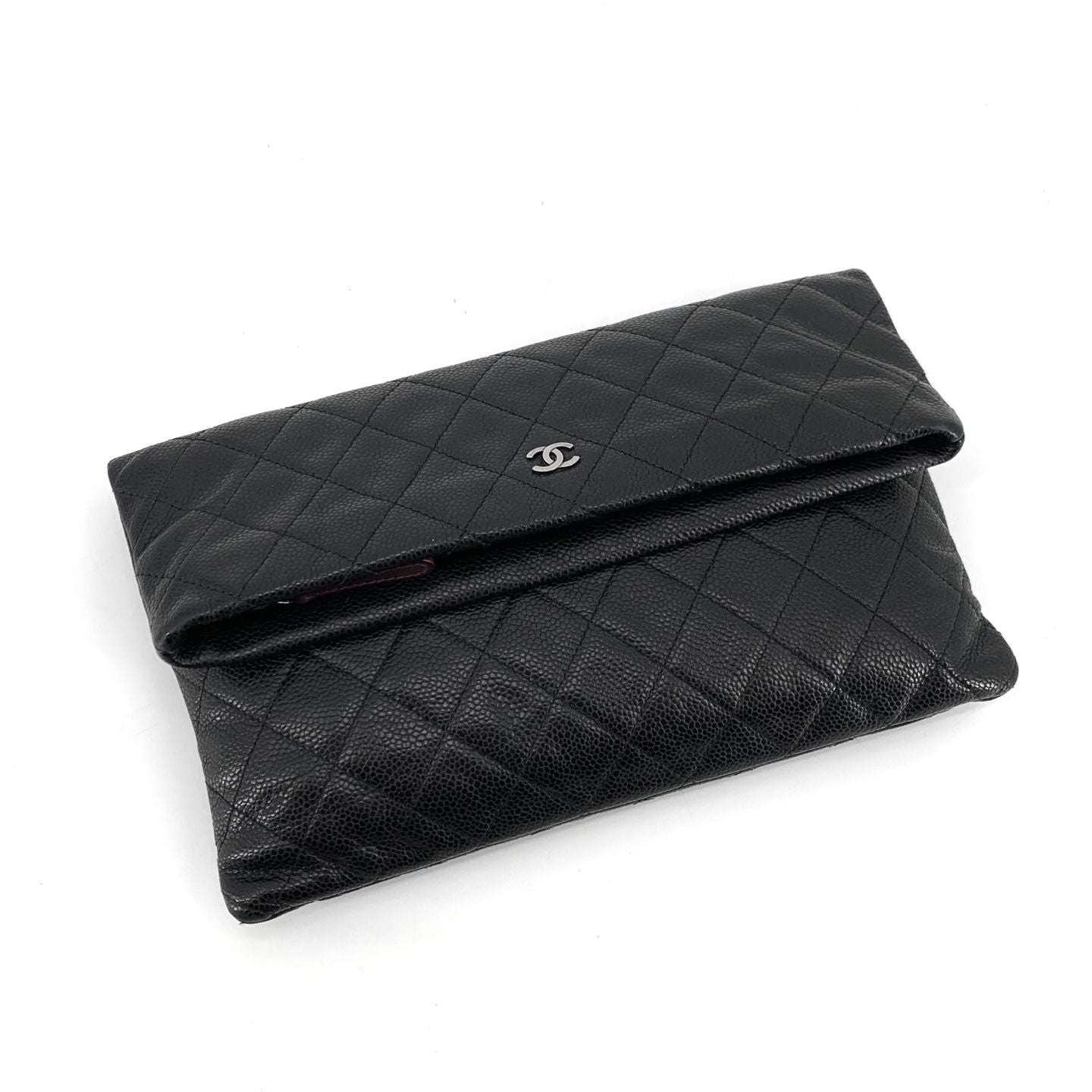 Caviar Silver Logo Folding Clutch