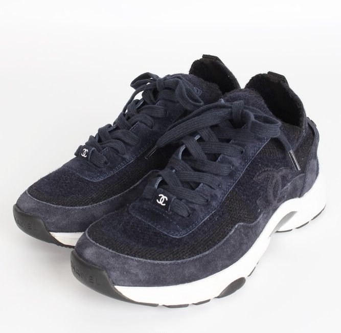 Suede Knit Sneakers Navy 37(240)