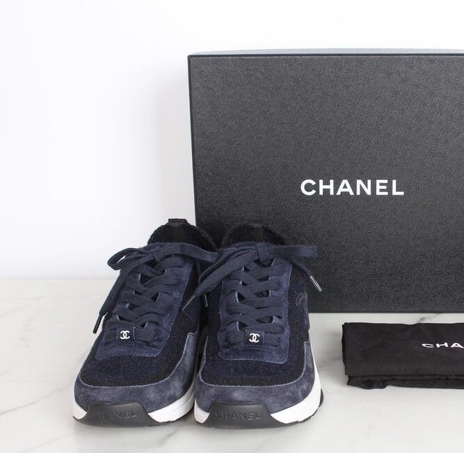 Suede Knit Sneakers Navy 37(240)