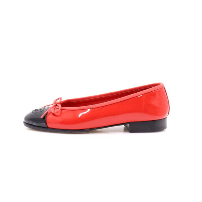 Chanel Ballerina Flat – Patent Leather – Black and Red