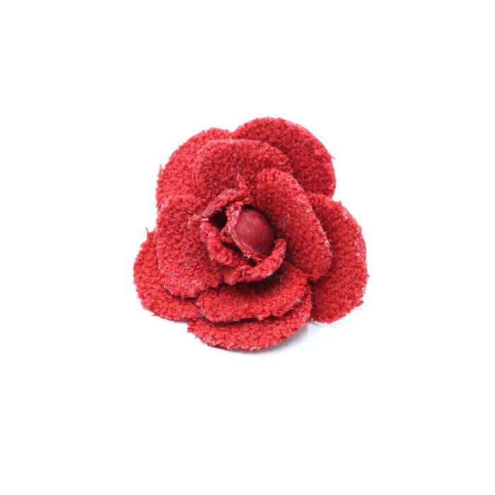 Chanel Camellia Brooch – Tweed – Red