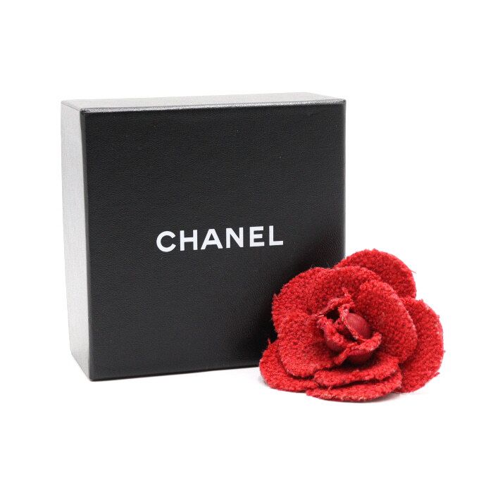 Chanel Camellia Brooch – Tweed – Red