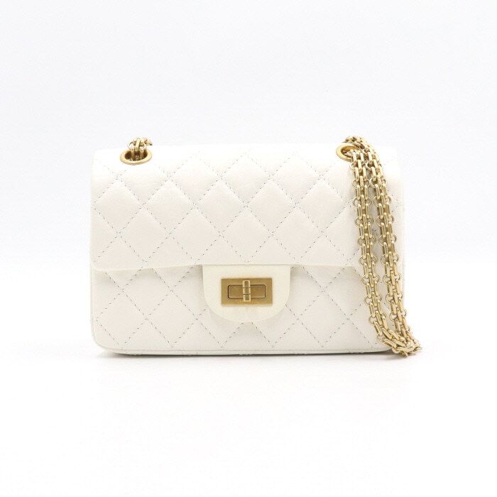 Chanel Shoulder Bag – Calfskin Leather – White – Gold Hardware