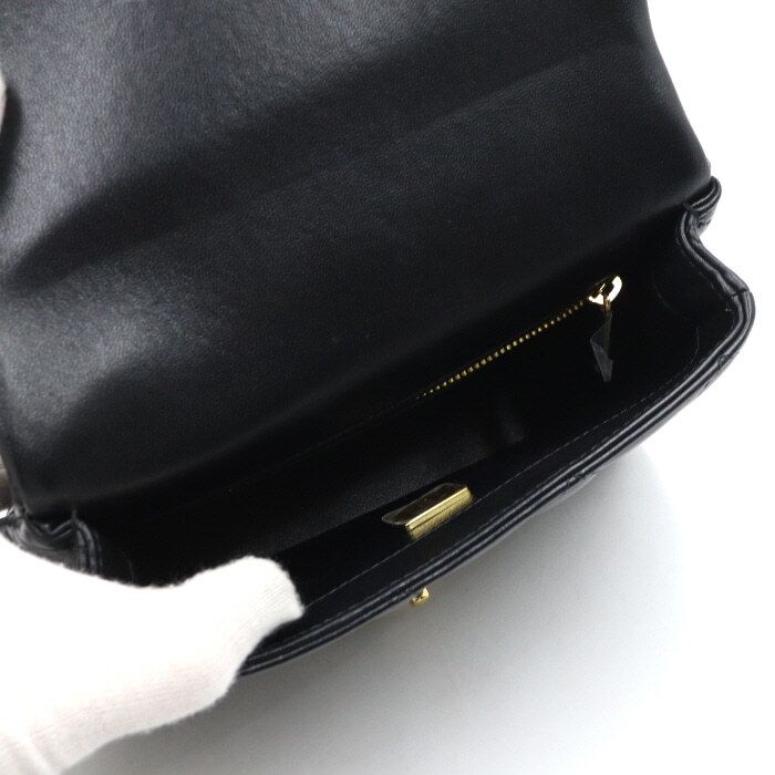 Chanel Top Handle Bag – Lambskin Leather – Black – Gold Hardware