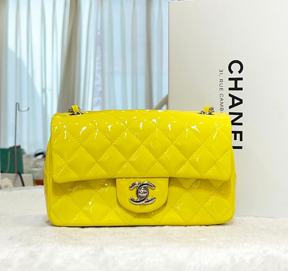 Chanel Classic Flap – Patent Leather – Yellow – Silver Hardware