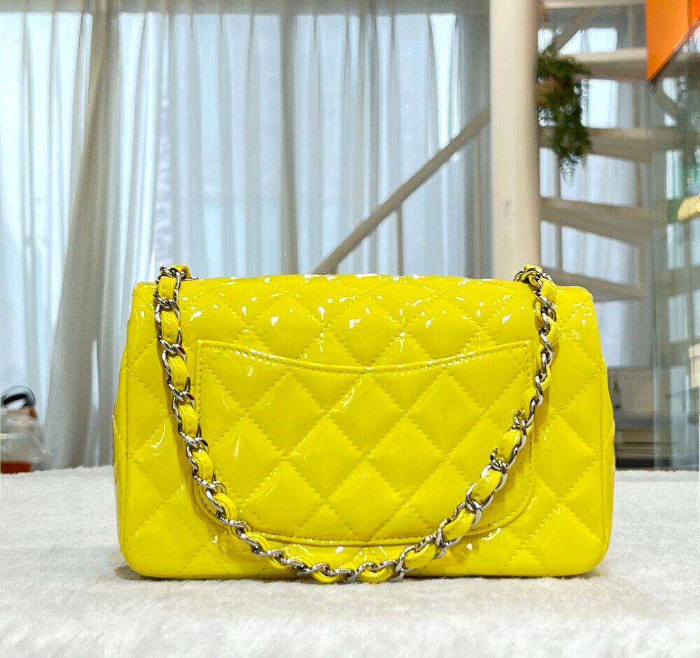 Chanel Classic Flap – Patent Leather – Yellow – Silver Hardware