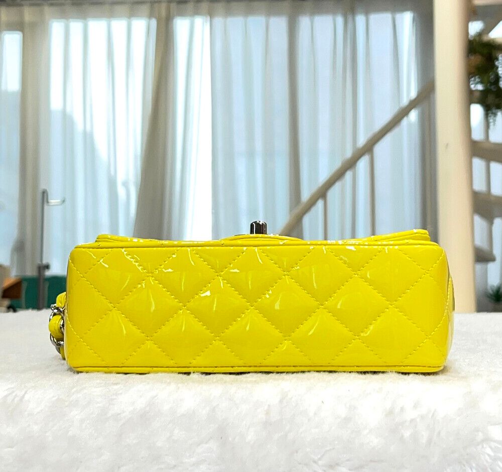 Chanel Classic Flap – Patent Leather – Yellow – Silver Hardware