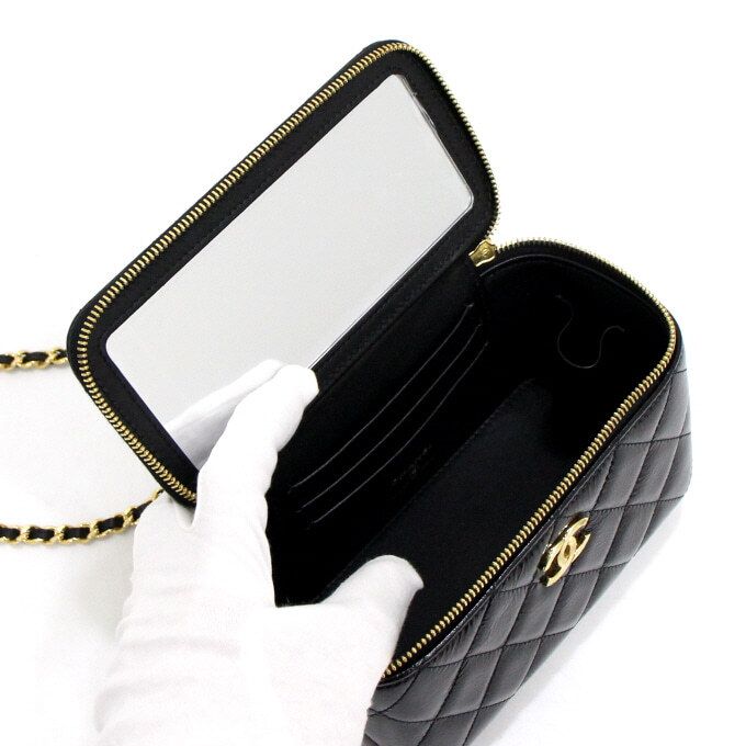 Chanel Vanity Case – Calfskin Leather – Black – Gold Hardware