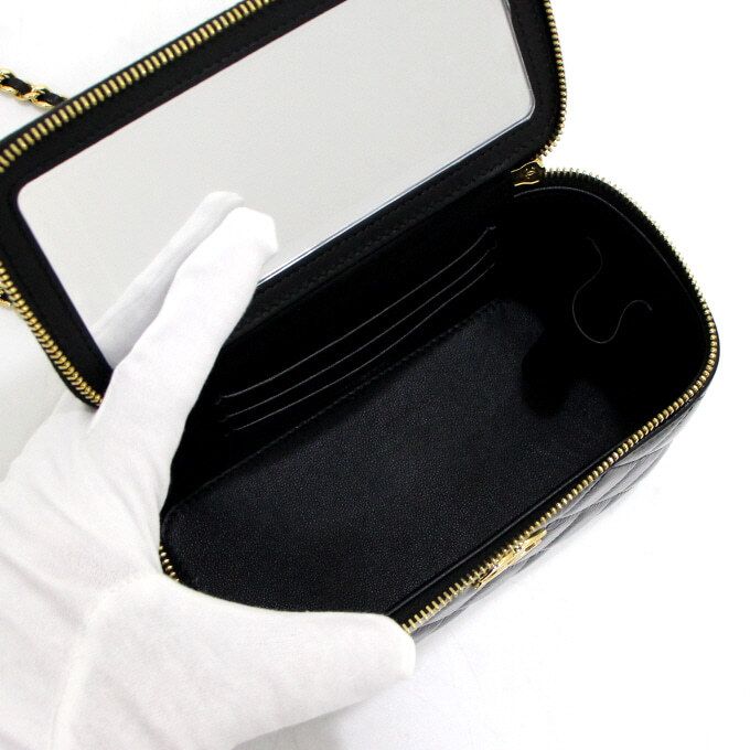 Chanel Vanity Case – Calfskin Leather – Black – Gold Hardware