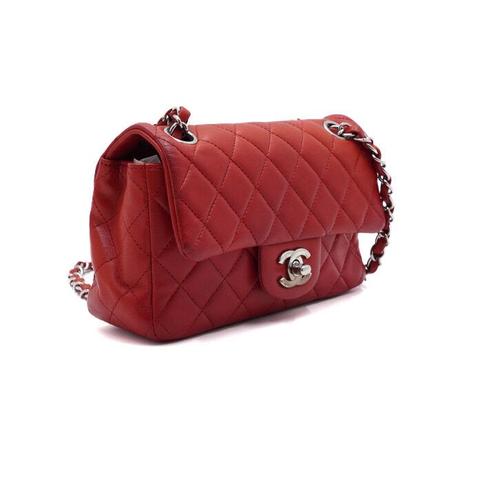 Chanel Classic Flap – Lambskin Leather – Red – Silver Hardware
