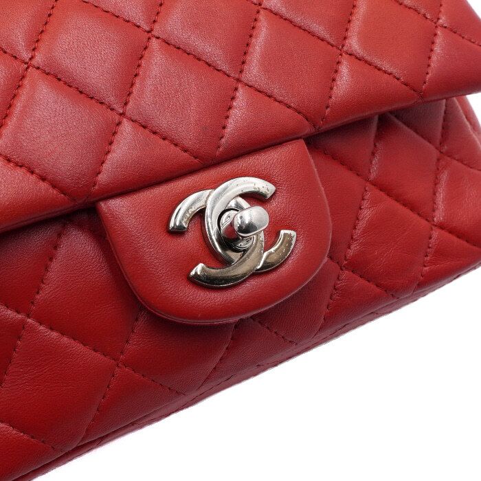 Chanel Classic Flap – Lambskin Leather – Red – Silver Hardware