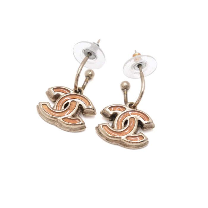 Chanel CC Logo Earrings – Enamel – Orange