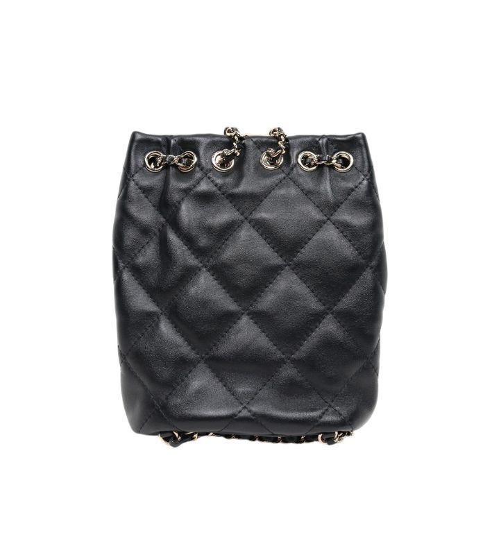 Black Lambskin Drawstring Mini Backpack 53728