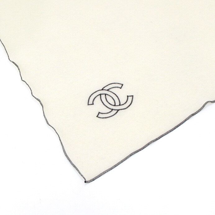 Ivory Cashmere CC Logo Embroidered Scarf aa63233