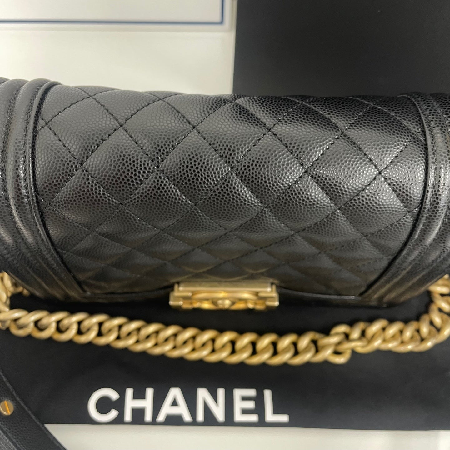 Chanel Boy Bag – Caviar Leather – Black – Gold Hardware