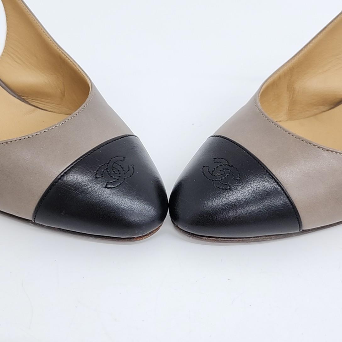 Chanel Slingback – Calfskin Leather – Brown and Black