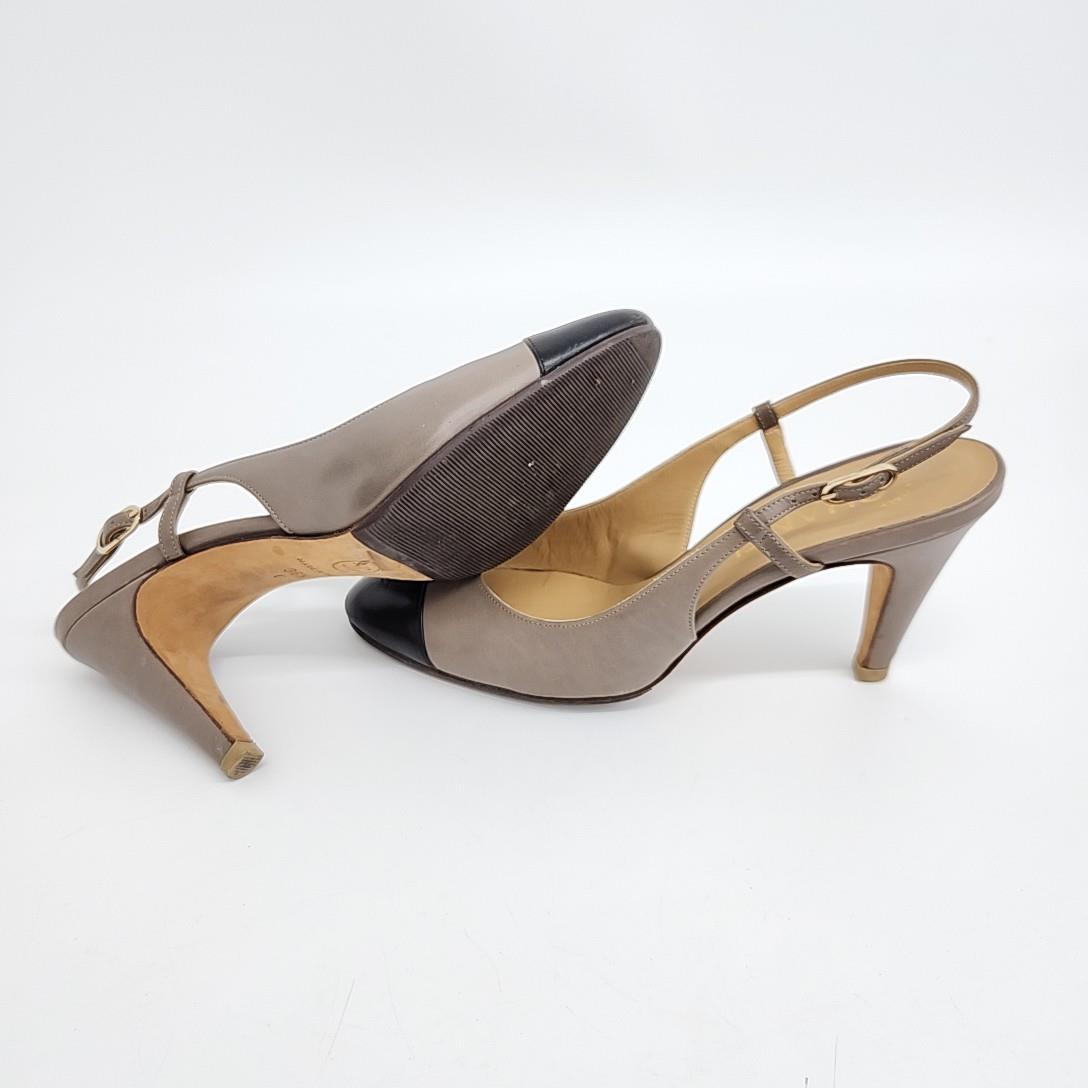 Chanel Slingback – Calfskin Leather – Brown and Black