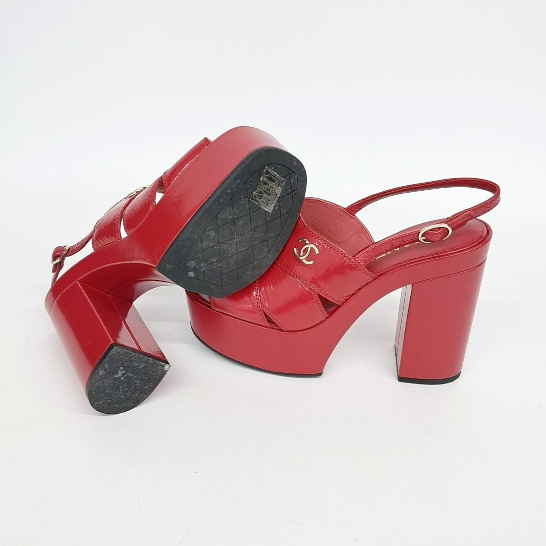 Chanel Sandals – Leather – Red