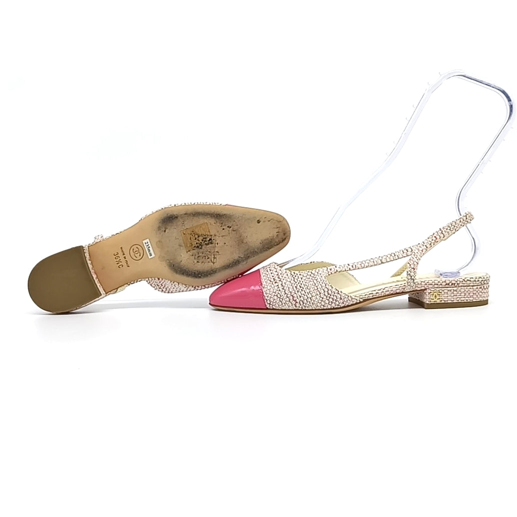 Chanel Slingback – Tweed – Pink