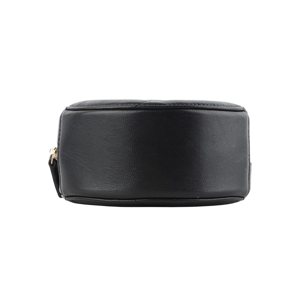 Chanel Round Chain Mini Crossbody Bag – Lambskin Leather – Black – Gold Hardware