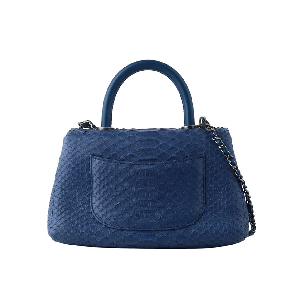 Chanel Coco Handle – Python Leather – Blue – Gold Hardware