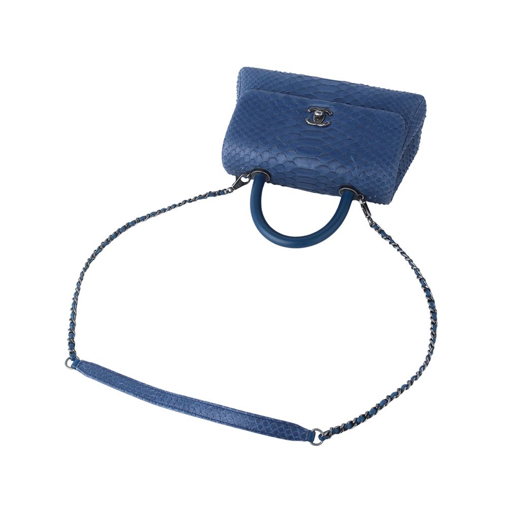 Chanel Coco Handle – Python Leather – Blue – Gold Hardware