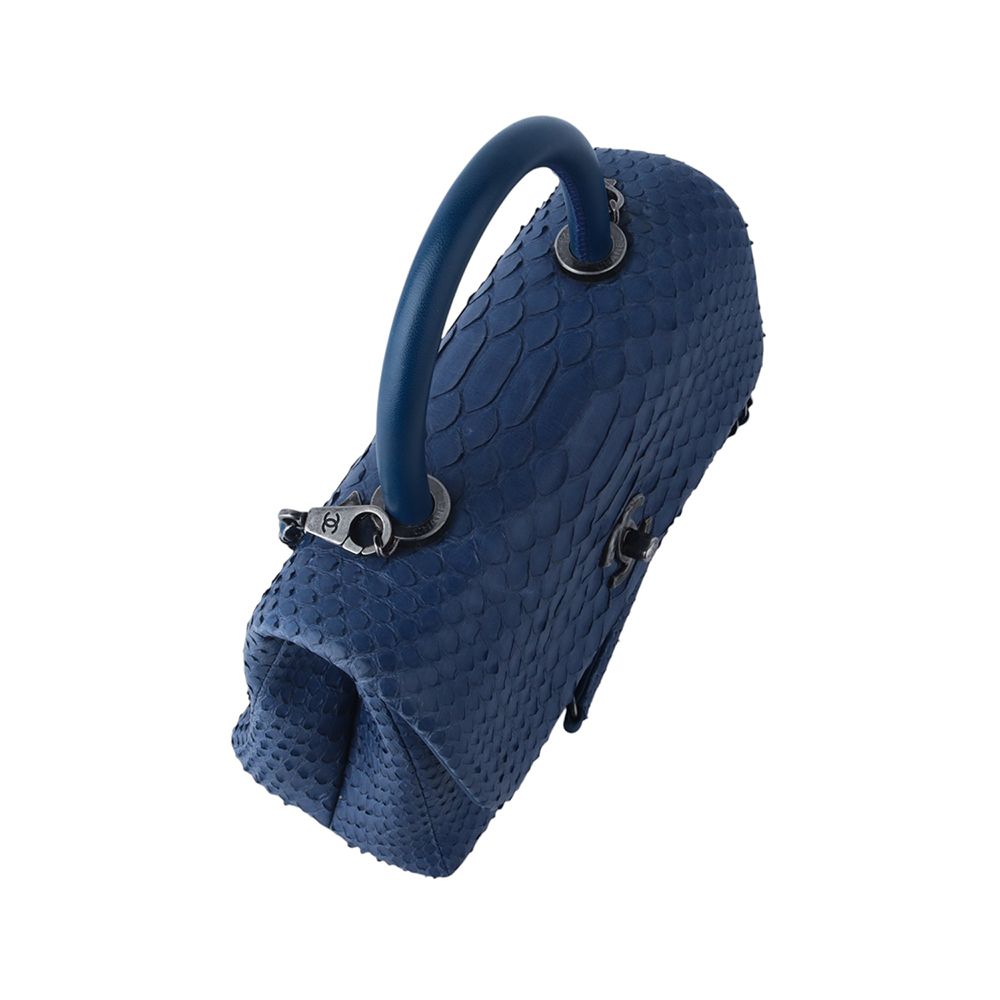 Chanel Coco Handle – Python Leather – Blue – Gold Hardware