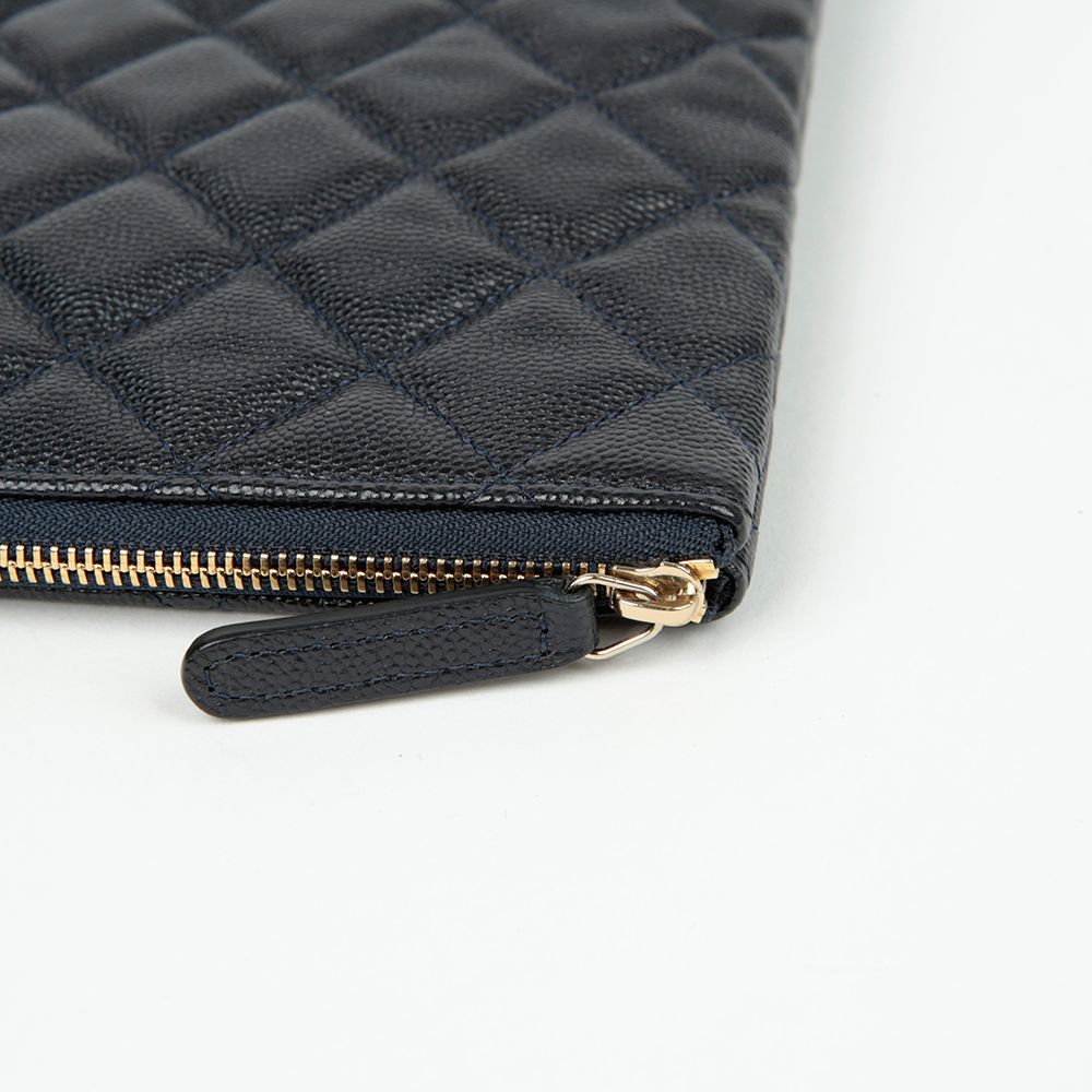 Chanel Clutch – Caviar Leather – Navy – Gold Hardware