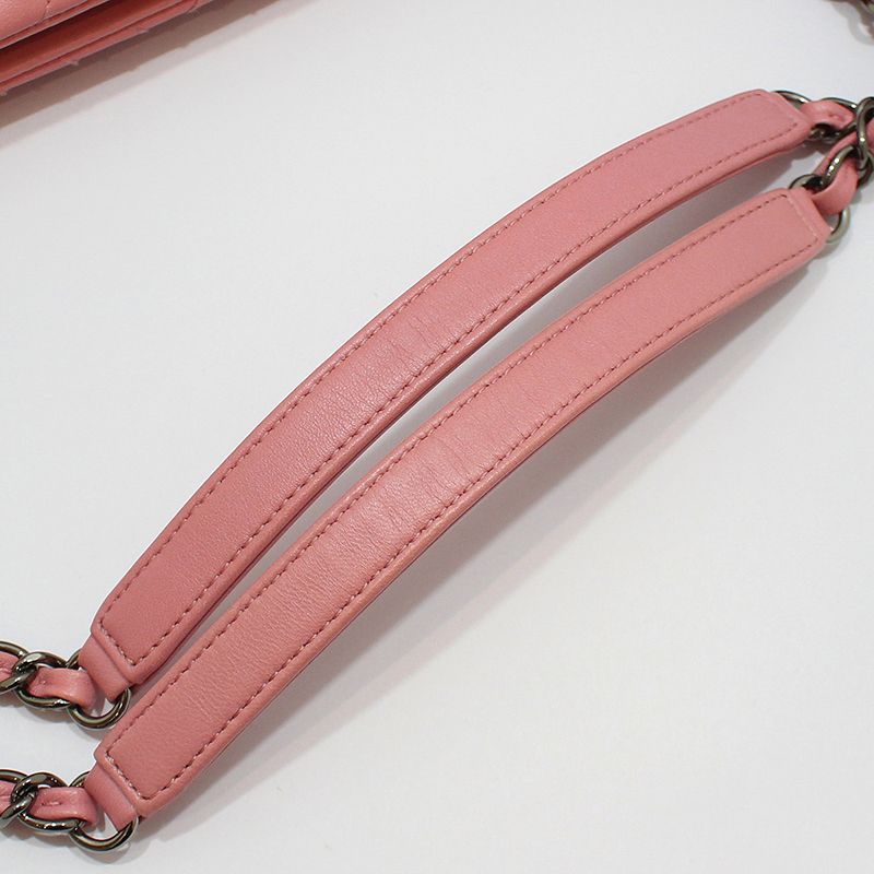 Chanel Shoulder Bag – Lambskin Leather – Pink – Silver Hardware