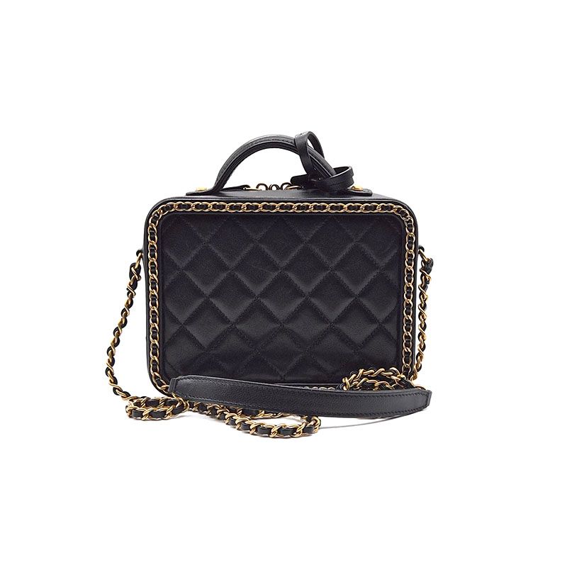 Chanel Cosmetic Around Chain Crossbody Bag – Caviar Leather – Black – Gold Hardware