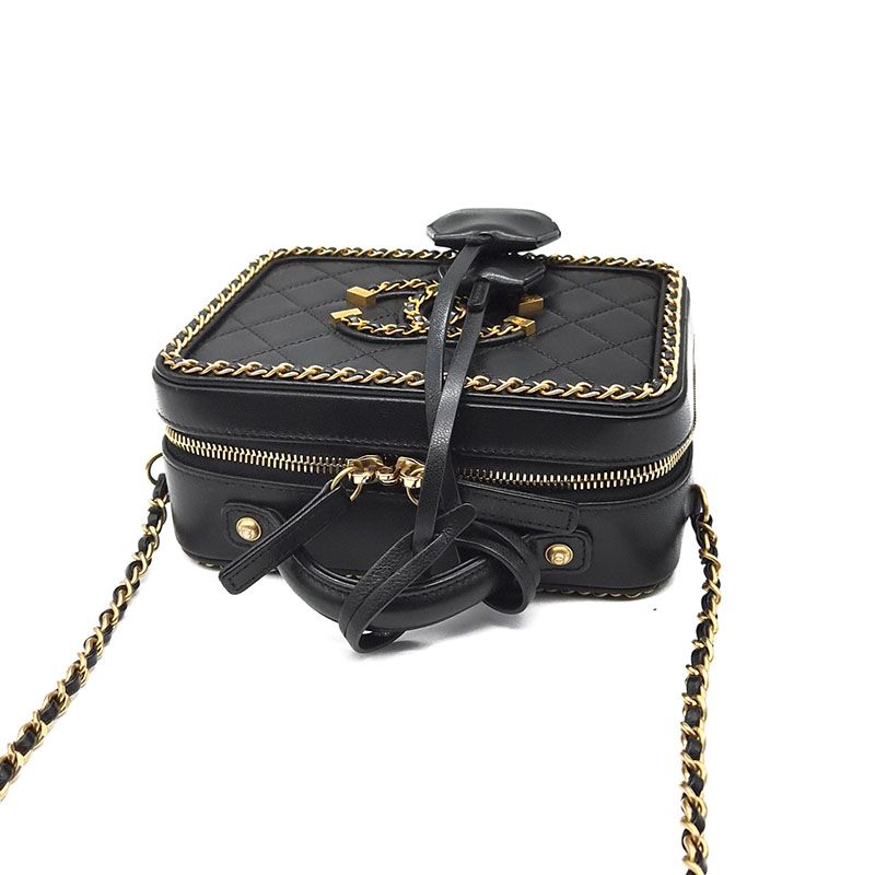 Chanel Cosmetic Around Chain Crossbody Bag – Caviar Leather – Black – Gold Hardware