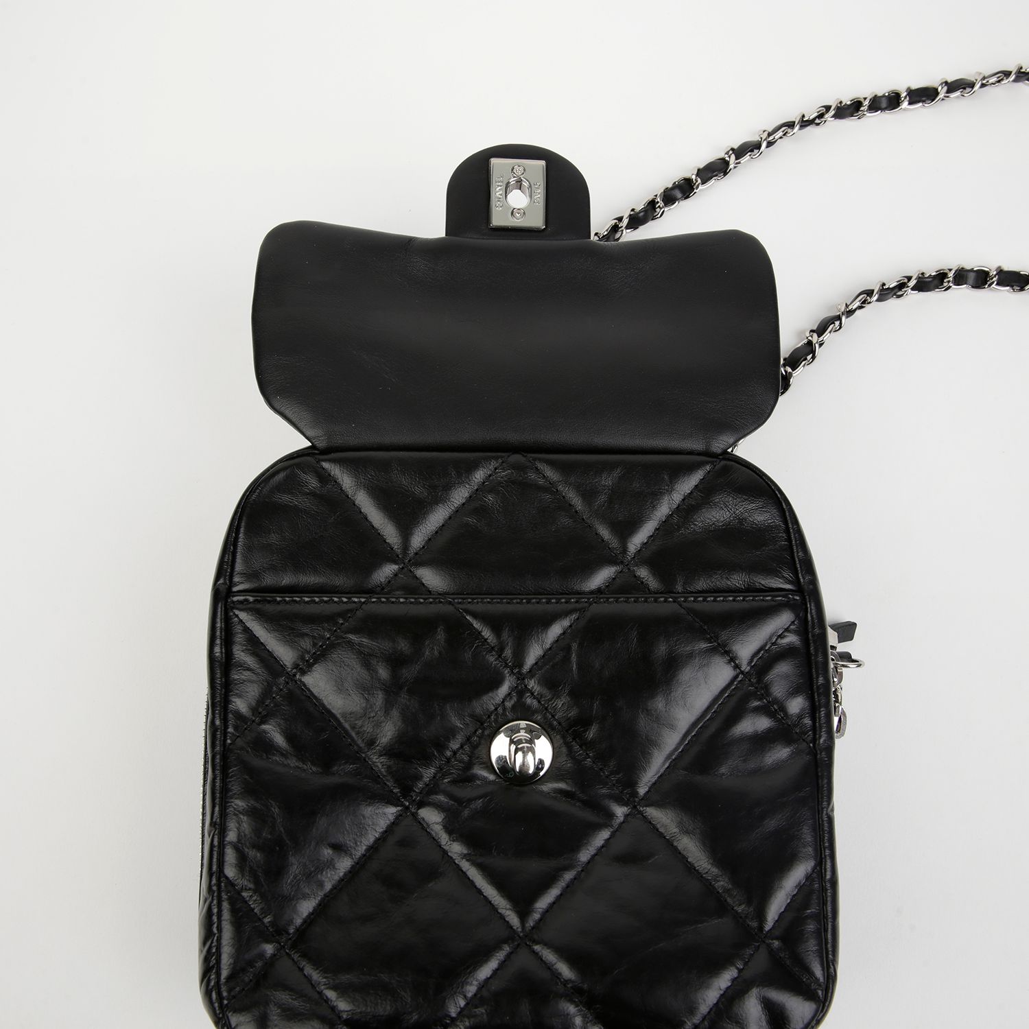 Chanel Camera Bag – Calfskin Leather – Black – Silver Hardware