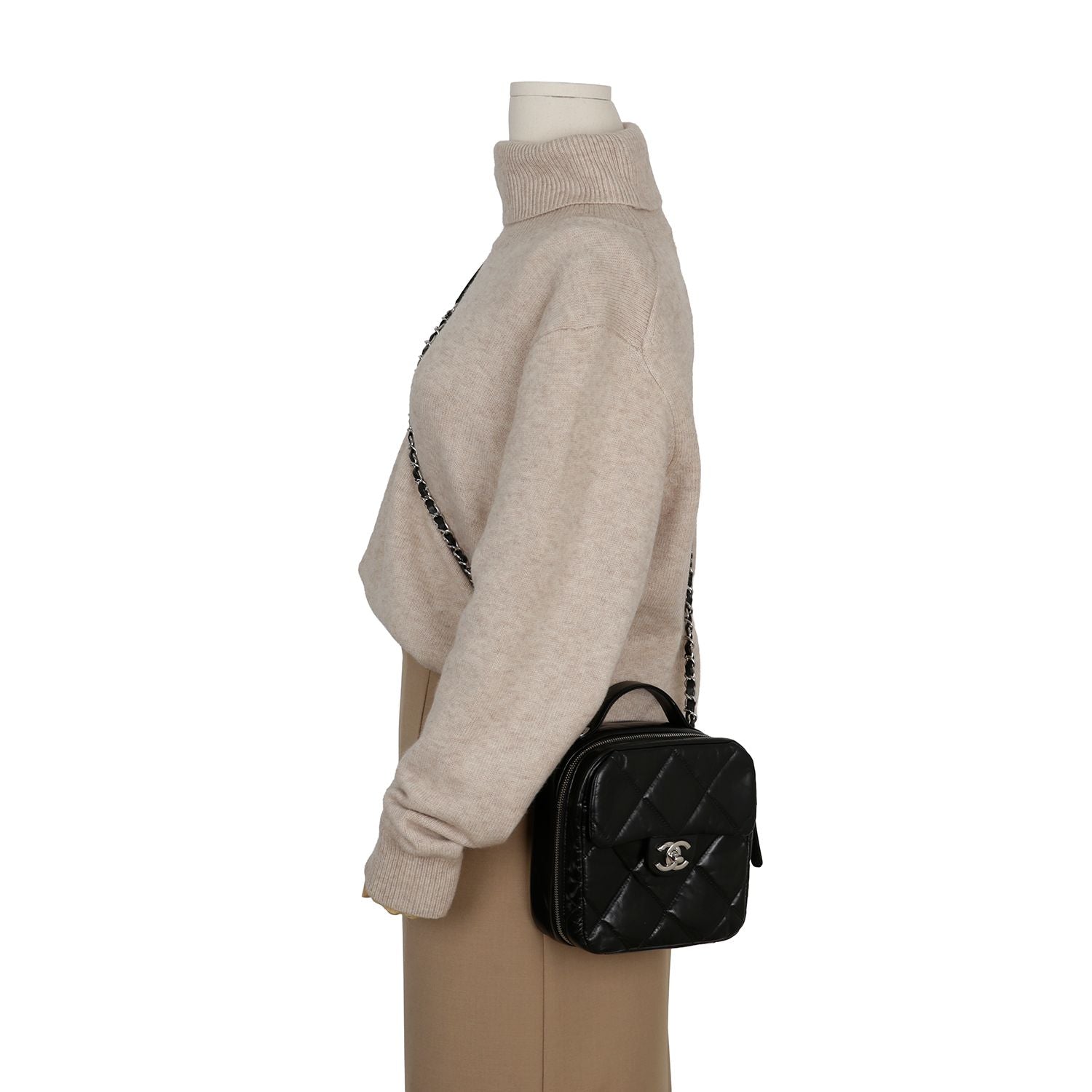 Chanel Camera Bag – Calfskin Leather – Black – Silver Hardware