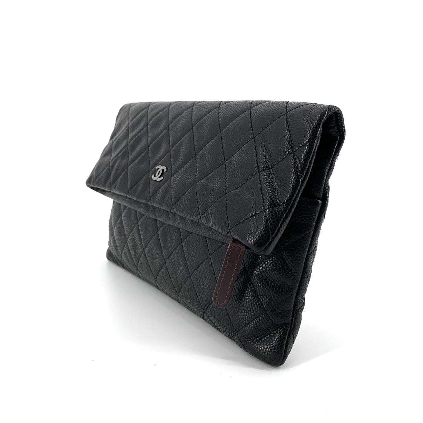 Caviar Silver Logo Folding Clutch